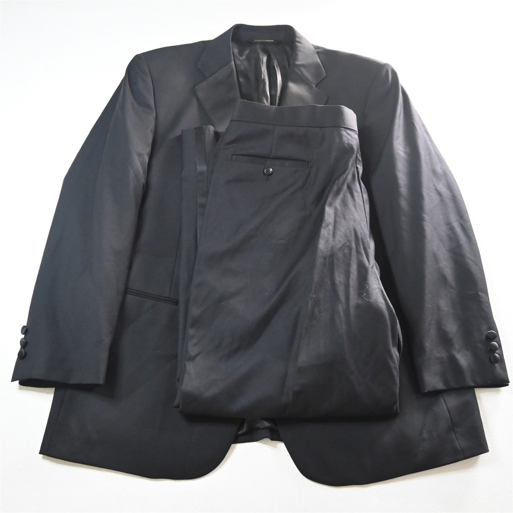 Pronto Moda 44R 38x30‎ Black Charles Super 140s Merino Wool Mens Tux Tuxedo